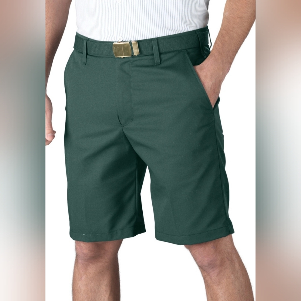 Classic Dark Green Men's Flat Front Shorts